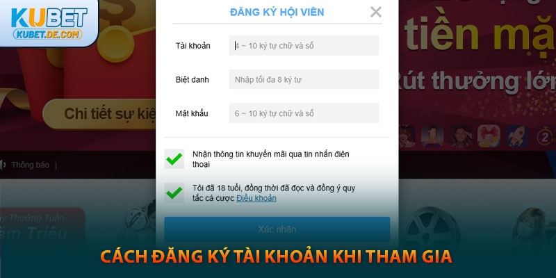 Cách đăng ký tài khoản khi tham gia kubet trên máy tính